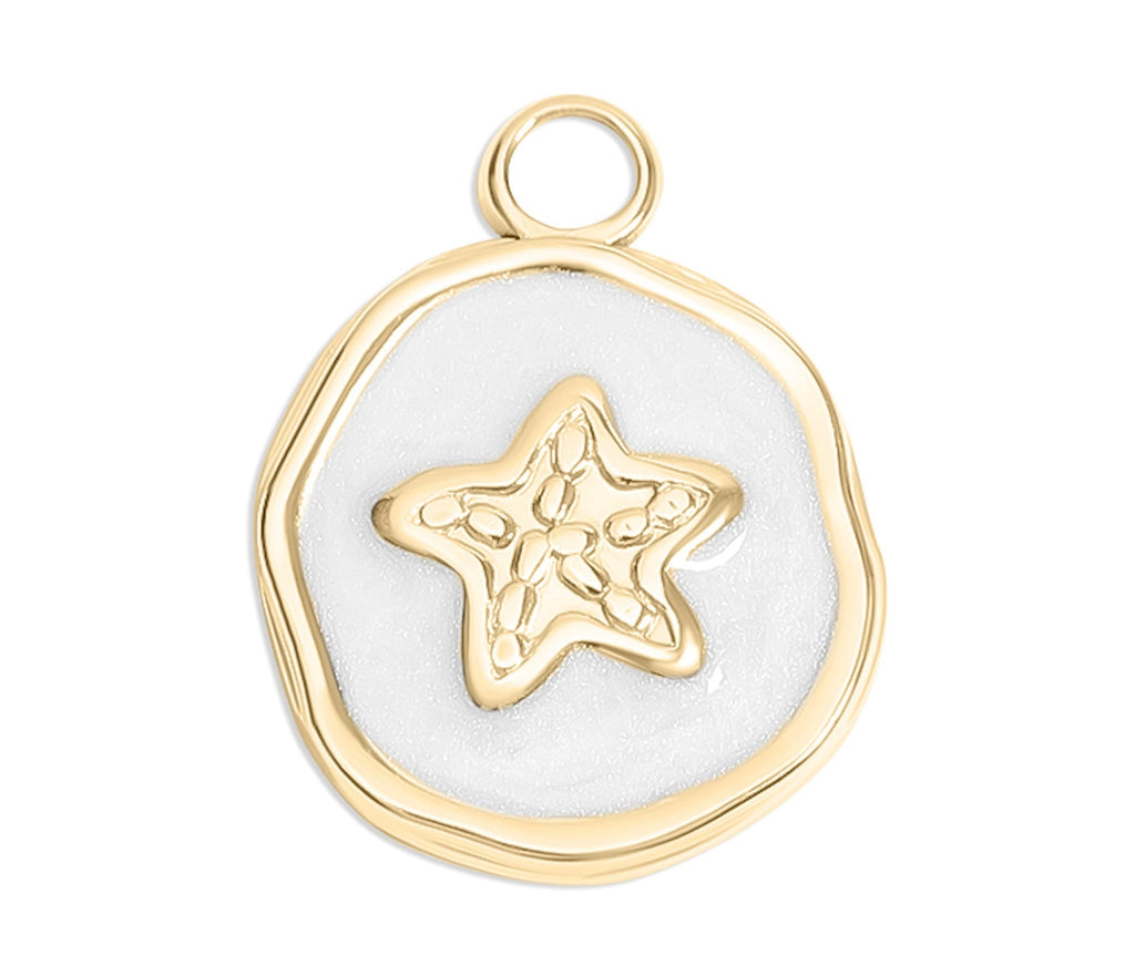 Starfish Charm Gold Plated Pendant – White Epoxy Nautical Jewelry Accessory - charm | Sunflower Soul Boutique