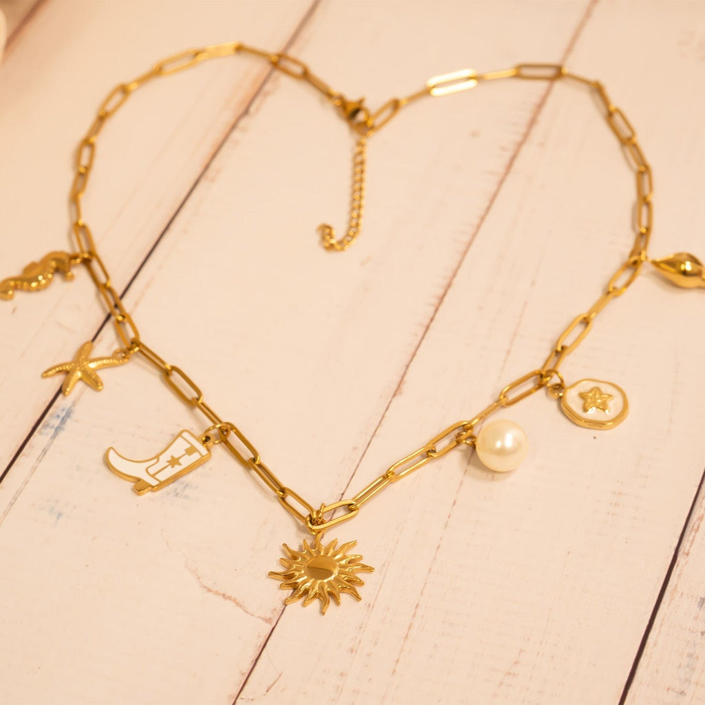 Starfish Charm Gold Plated Pendant – White Epoxy Nautical Jewelry Accessory - charm | Sunflower Soul Boutique