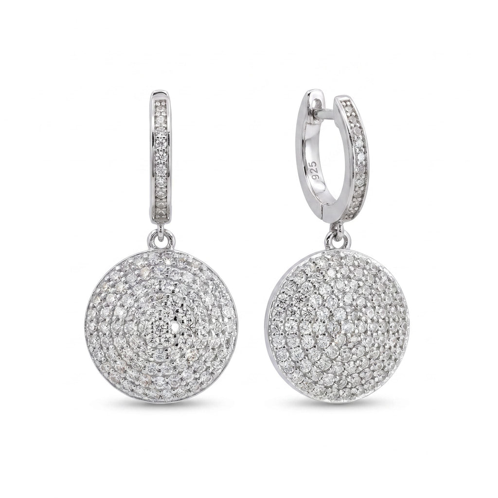 Sterling Silver Disco Ball Earrings | CZ Huggie Hoop Earrings