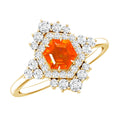 Sterling Silver Fire Opal Diamond Vintage Engagement Ring