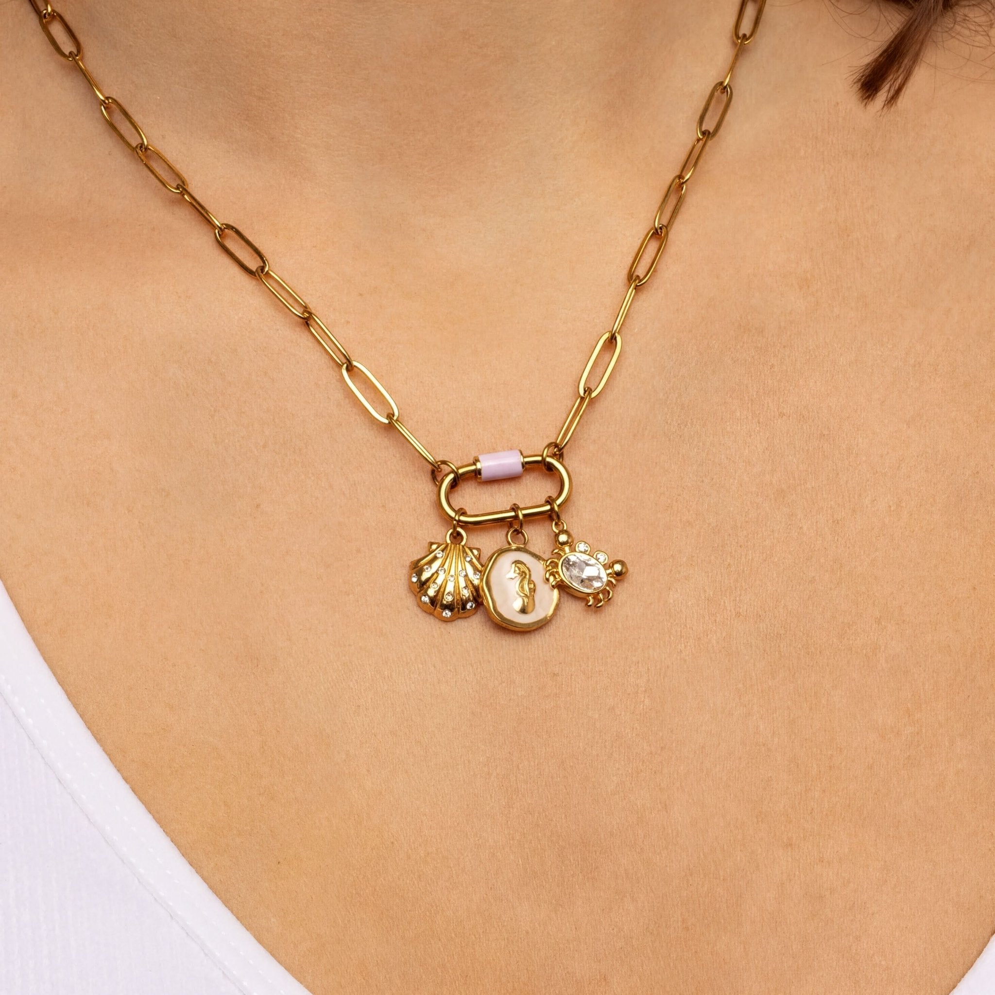 Stone Crab Charm – 18K Gold PVD Stainless Steel Coastal Jewelry with Lobster Clasp - charm | Sunflower Soul Boutique