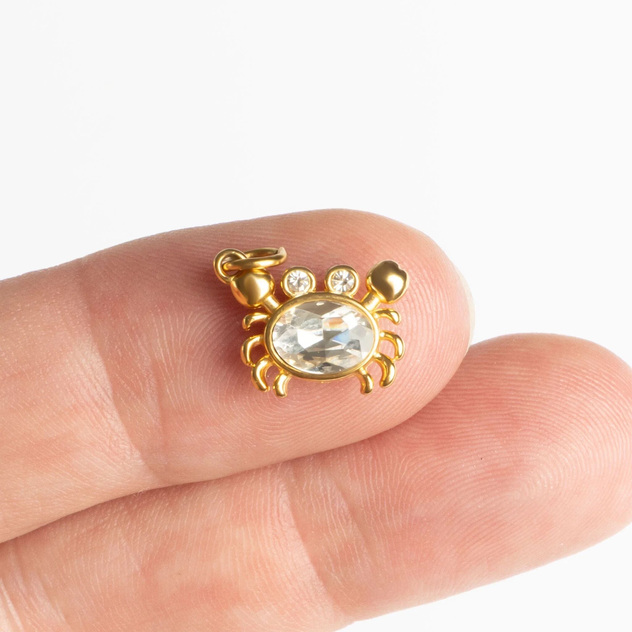 Stone Crab Charm – 18K Gold PVD Stainless Steel Coastal Jewelry with Lobster Clasp - charm | Sunflower Soul Boutique