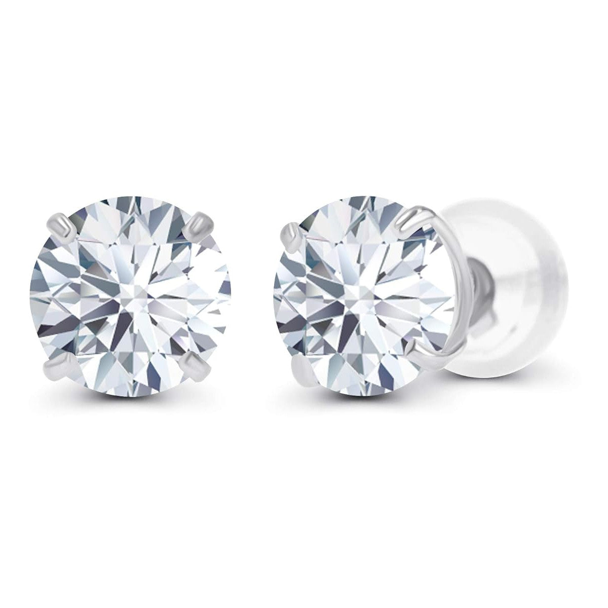 Lab Grown Diamond Earrings – 2.00 CTW AGI Certified Studs | 14K Gold Over Sterling Silver