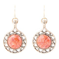 Sun Orange Sponge Coral Golden Drop Earrings