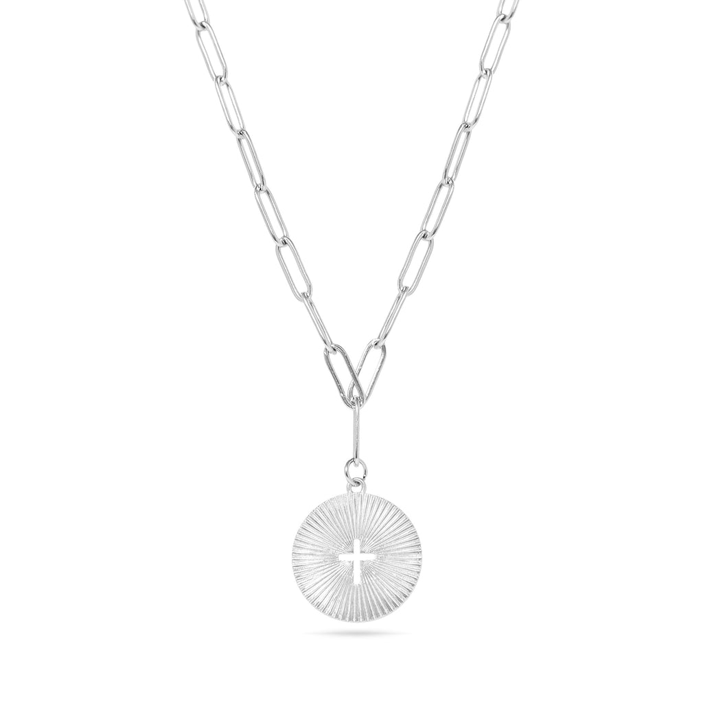 Sunburst Cross Necklace – 18K Gold Pendant On Adjustable Paperclip Chain - Necklaces | Sunflower Soul Boutique