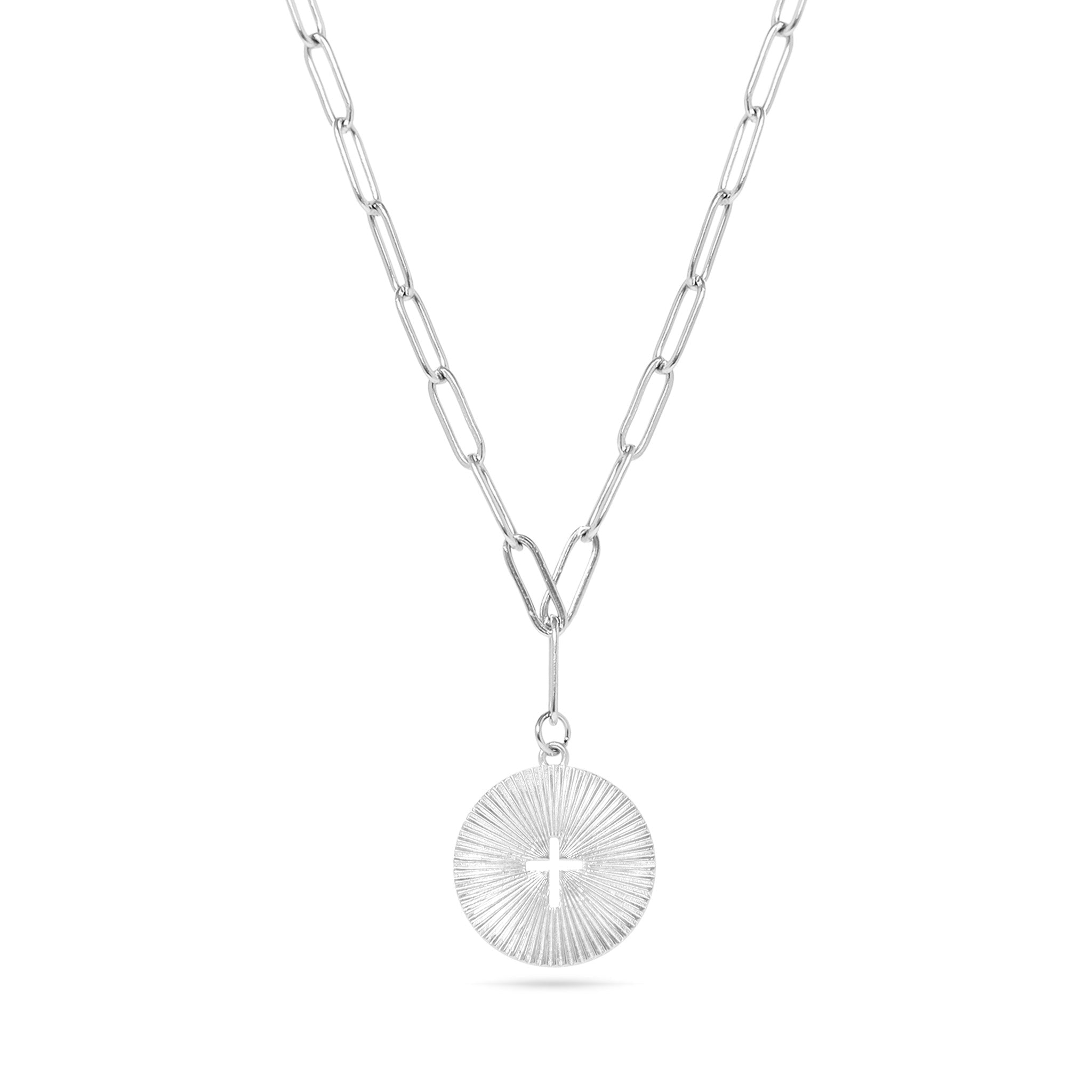 Sunburst Cross Necklace – 18K Gold Pendant On Adjustable Paperclip Chain - Necklaces | Sunflower Soul Boutique