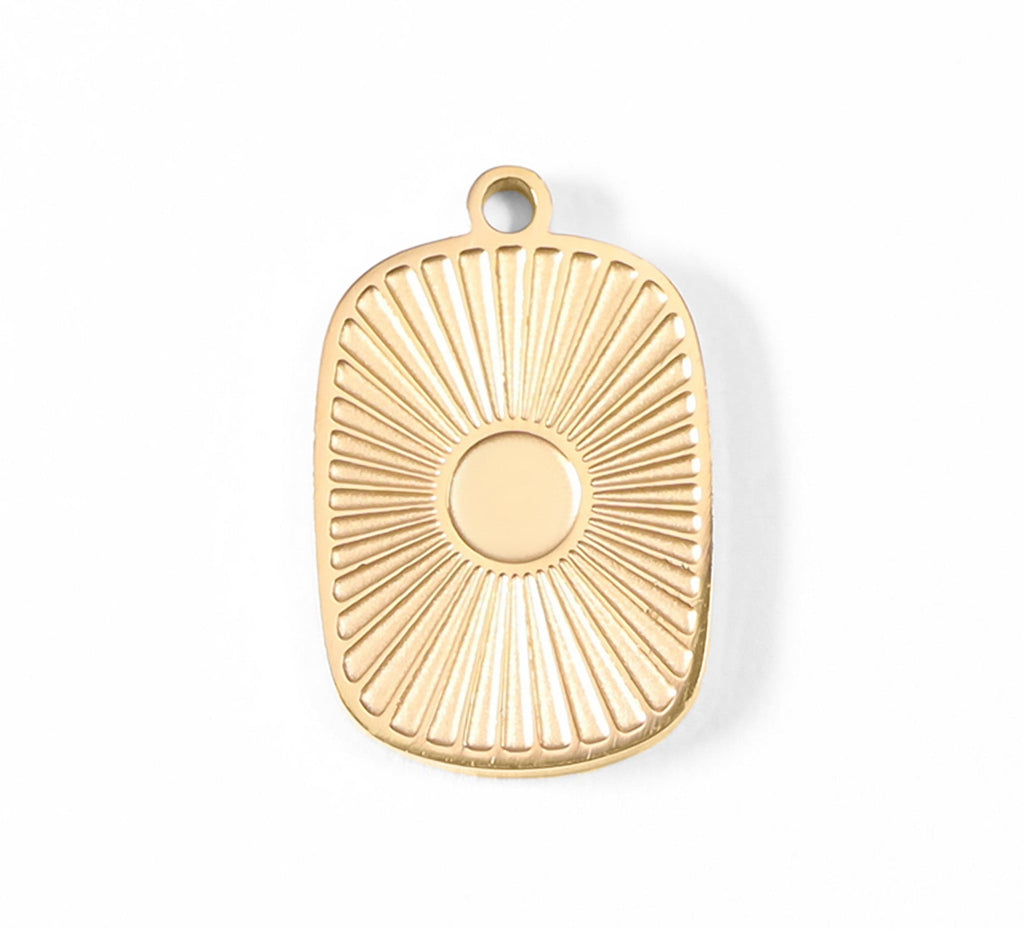 Sunburst Medallion Charm – 18K Gold PVD Stainless Steel Pendant Accent - charm | Sunflower Soul Boutique