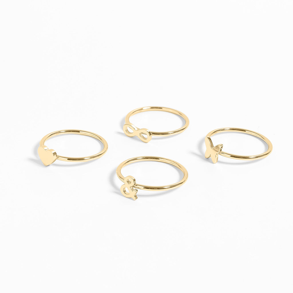 18K Gold Stacking Rings – Symbol Stainless Steel PVD Coated Jewelry Stack