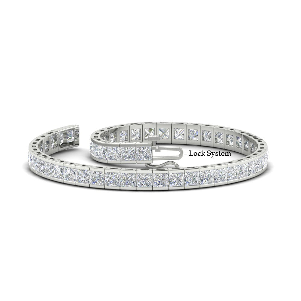 Moissanite Tennis Bracelet – 6.00 CTW Princess Cut Half Bezel Setting | 14K Gold