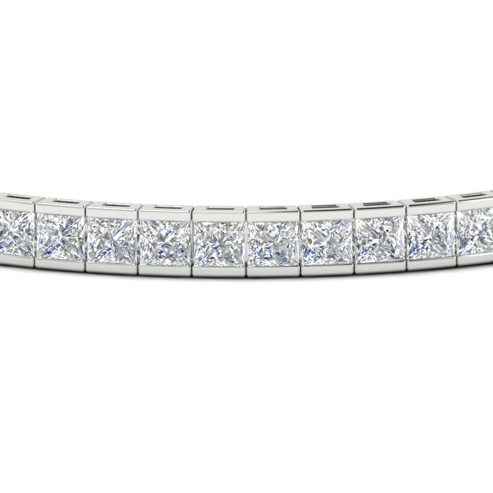 Moissanite Tennis Bracelet – 6.00 CTW Princess Cut Half Bezel Setting | 14K Gold