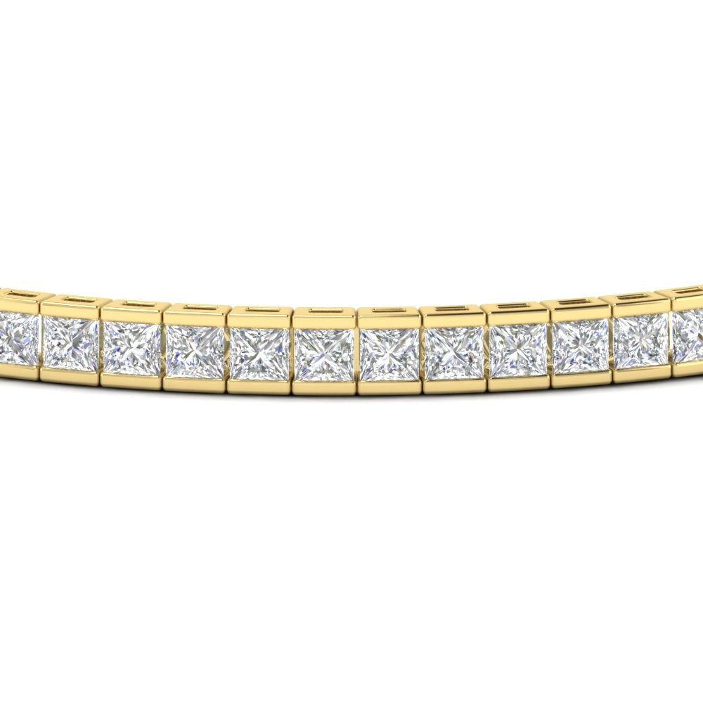 Moissanite Tennis Bracelet – 6.00 CTW Princess Cut Half Bezel Setting | 14K Gold