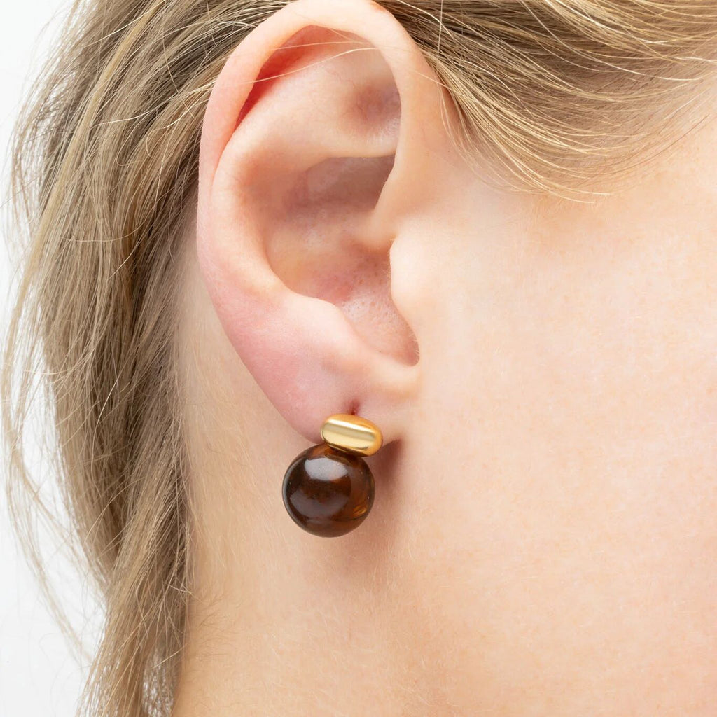 18K Gold PVD Stainless Steel Tortoise Shell Stud Earrings- gold model