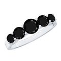 Trellis Set Black Onyx 5 Stone Ring in Graduated Style