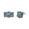 18K Gold PVD Stainless Steel Turquoise Stone Buckle Stud Earrings- silver main