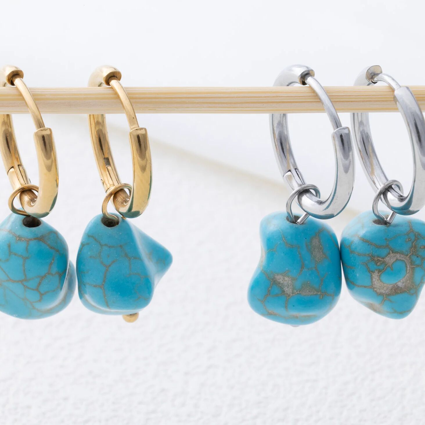 Turquoise Huggie Earrings – 18K Gold Hoop Earrings | Hypoallergenic Stainless Steel Jewelry - Earrings | Sunflower Soul Boutique