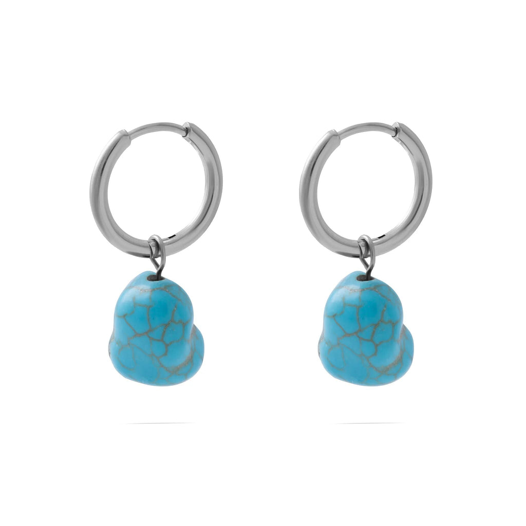 Turquoise Huggie Earrings – 18K Gold Hoop Earrings | Hypoallergenic Stainless Steel Jewelry - Earrings | Sunflower Soul Boutique