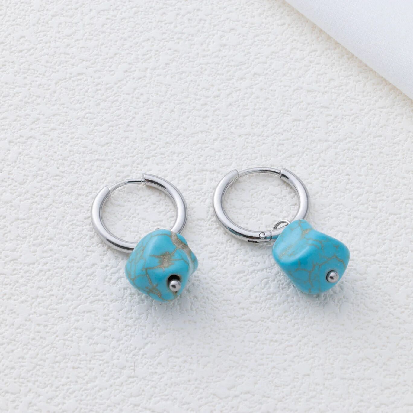 Turquoise Huggie Earrings – 18K Gold Hoop Earrings | Hypoallergenic Stainless Steel Jewelry - Earrings | Sunflower Soul Boutique