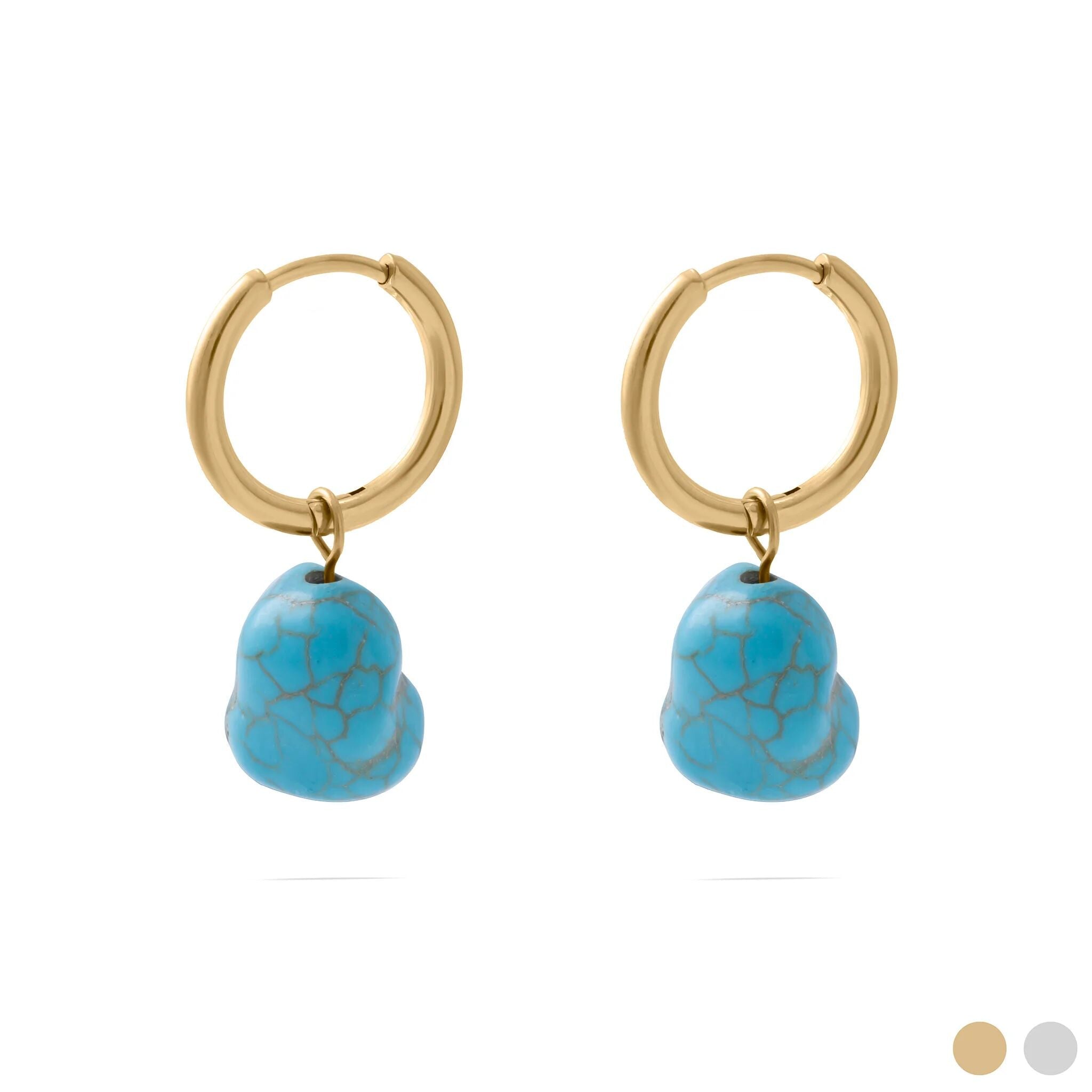 Turquoise Huggie Earrings – 18K Gold Hoop Earrings | Hypoallergenic Stainless Steel Jewelry - Earrings | Sunflower Soul Boutique