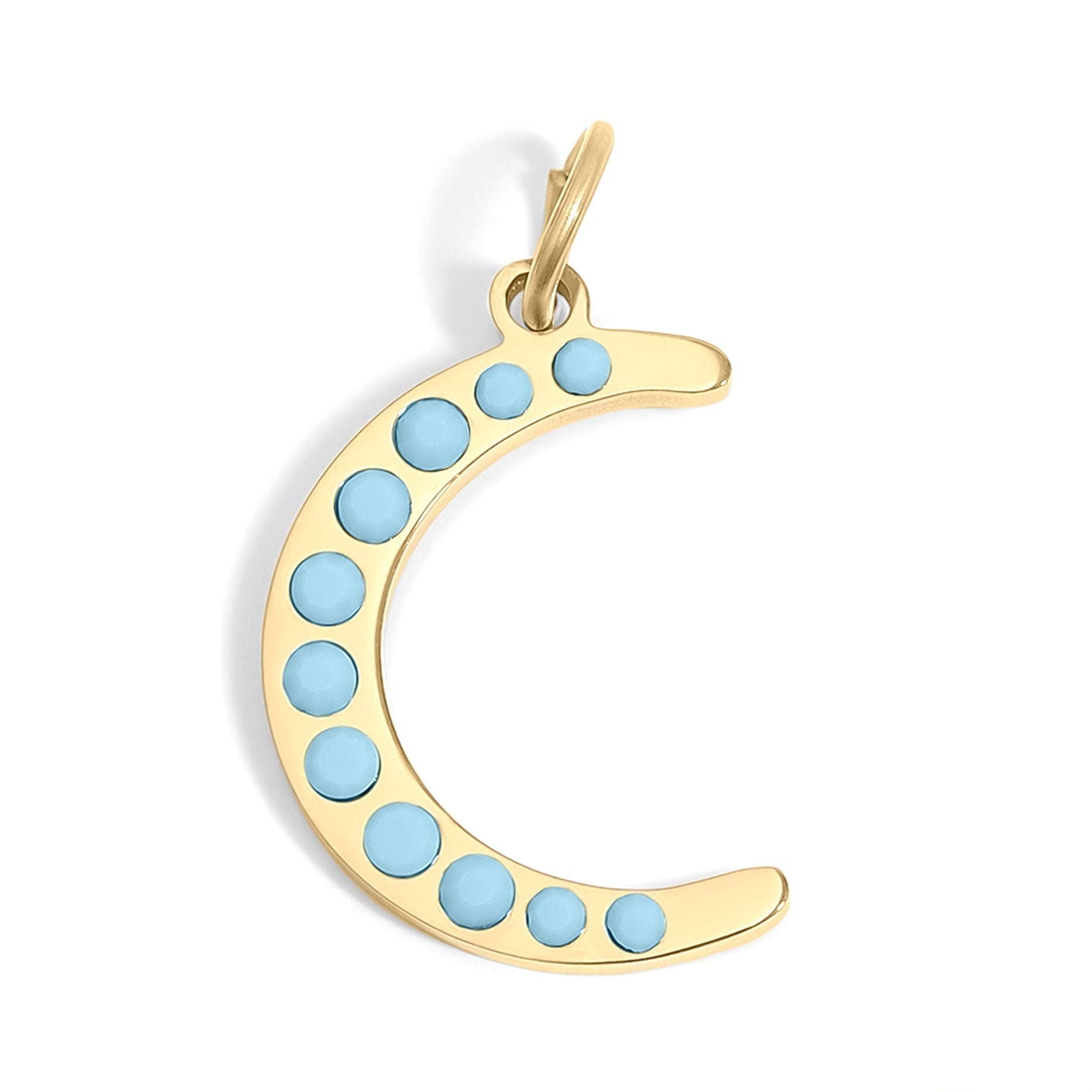 Turquoise Moon Charm – 18K Gold Plated Crescent Moon Pendant | Boho Chic Jewelry - charm | Sunflower Soul Boutique