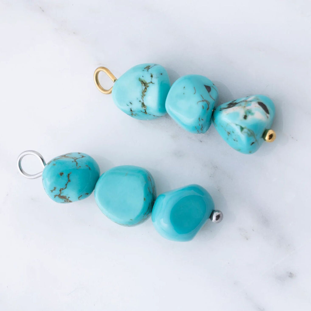 Turquoise Stone Charm - 18K Gold PVD Stainless Steel Lobster Clasp Pendant - Charms | Sunflower Soul Boutique