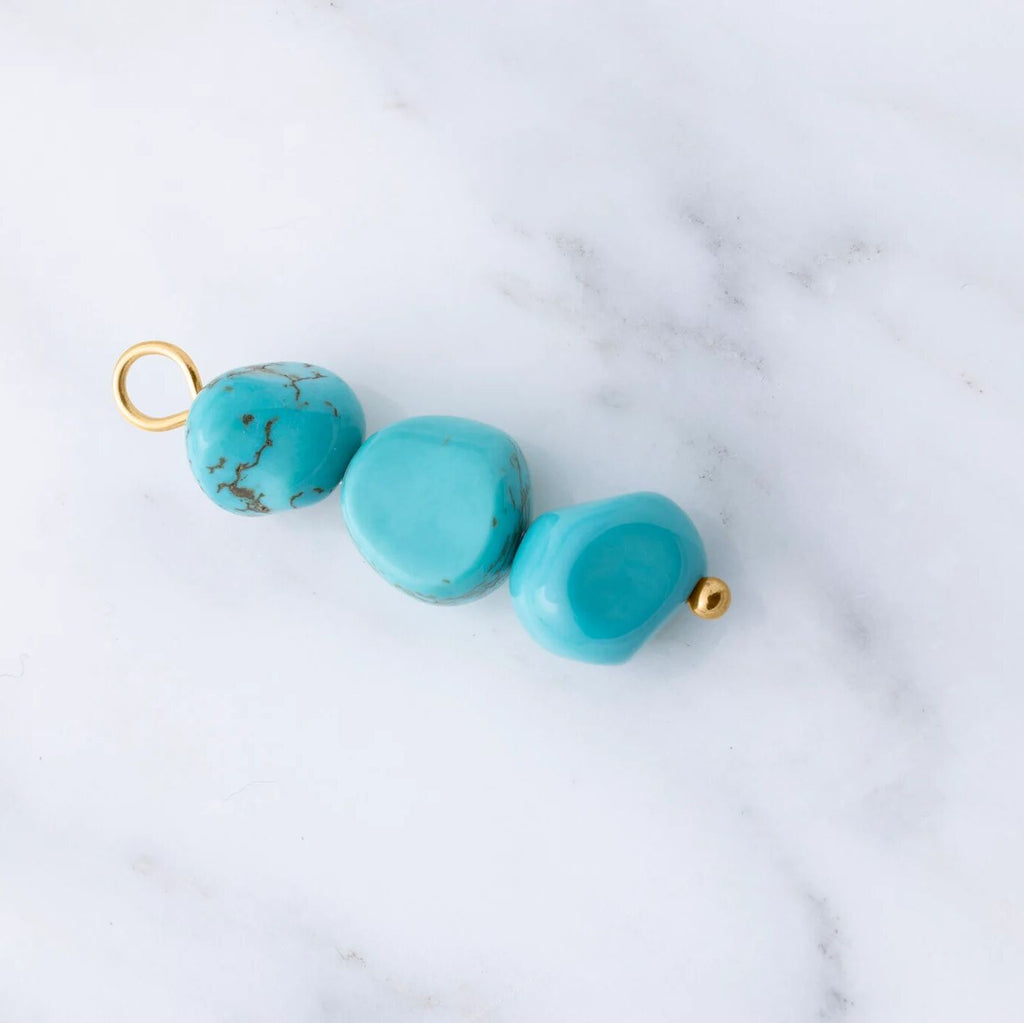 Turquoise Stone Charm - 18K Gold PVD Stainless Steel Lobster Clasp Pendant - Charms | Sunflower Soul Boutique