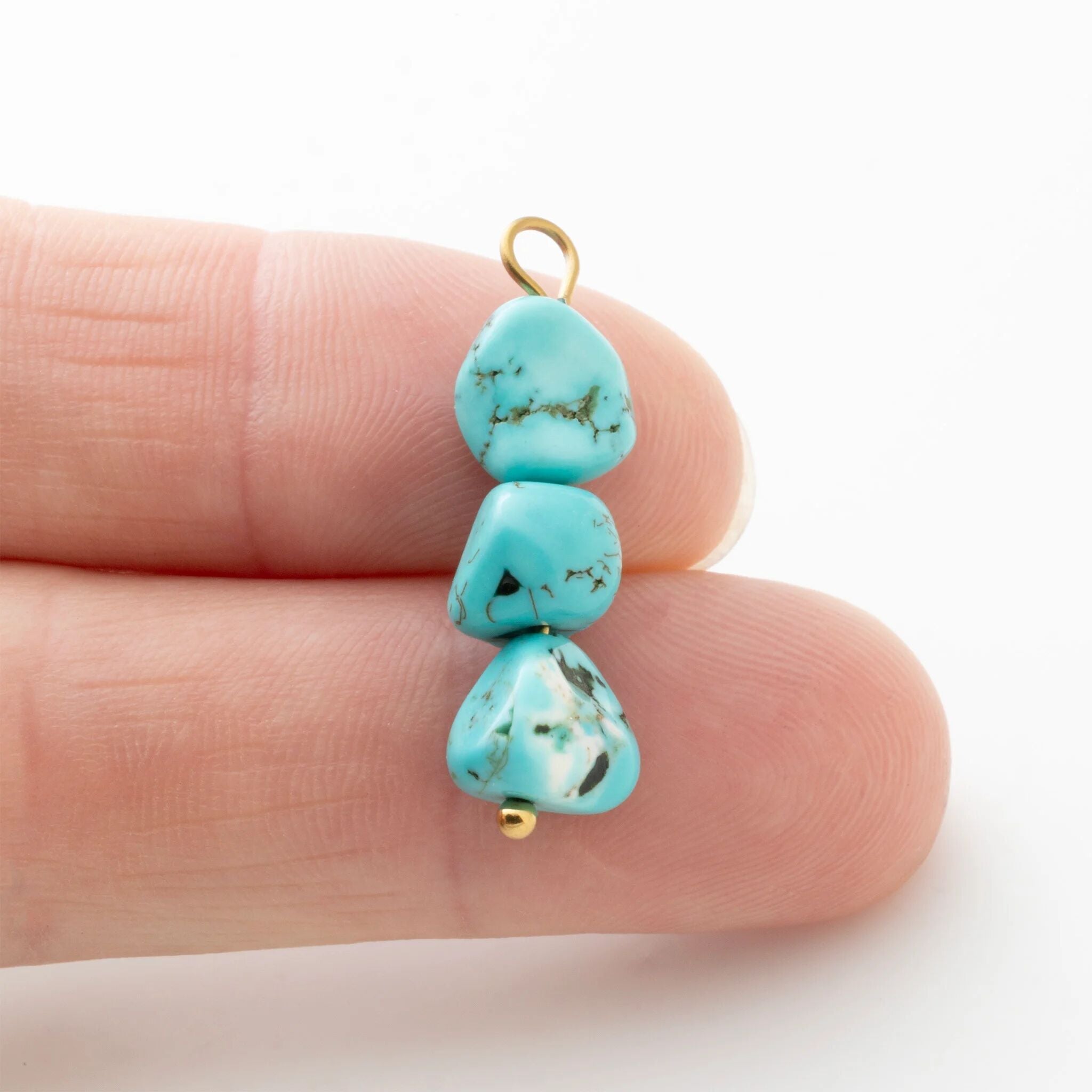 Turquoise Stone Charm - 18K Gold PVD Stainless Steel Lobster Clasp Pendant - Charms | Sunflower Soul Boutique