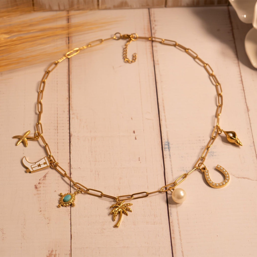 Turquoise Teardrop Charm – 18K Gold Pendant | Stainless Steel Bracelet Jewelry - charm | Sunflower Soul Boutique