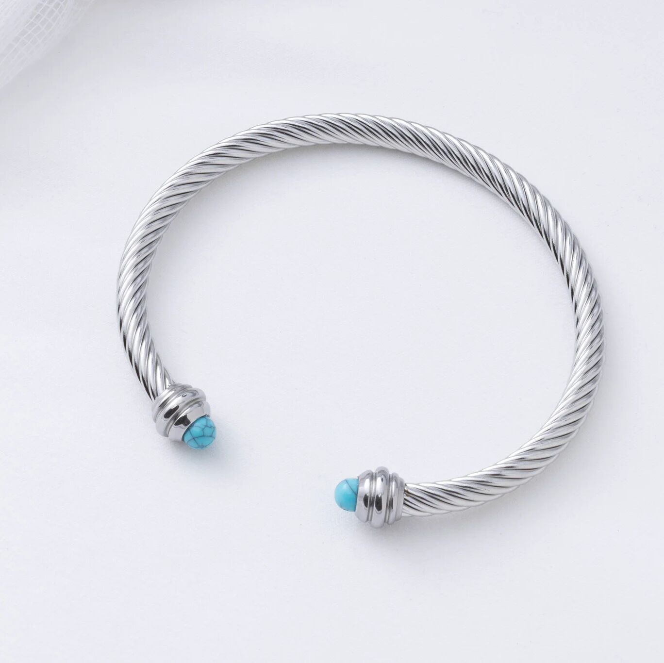 Turquoise Twisted Bangle – Gold Bangle Bracelet With Textured Wrist Cuff - Bracelets | Sunflower Soul Boutique