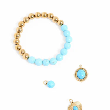 18K Gold PVD Stainless Steel Semi Precious Beaded Stretch Bracelets