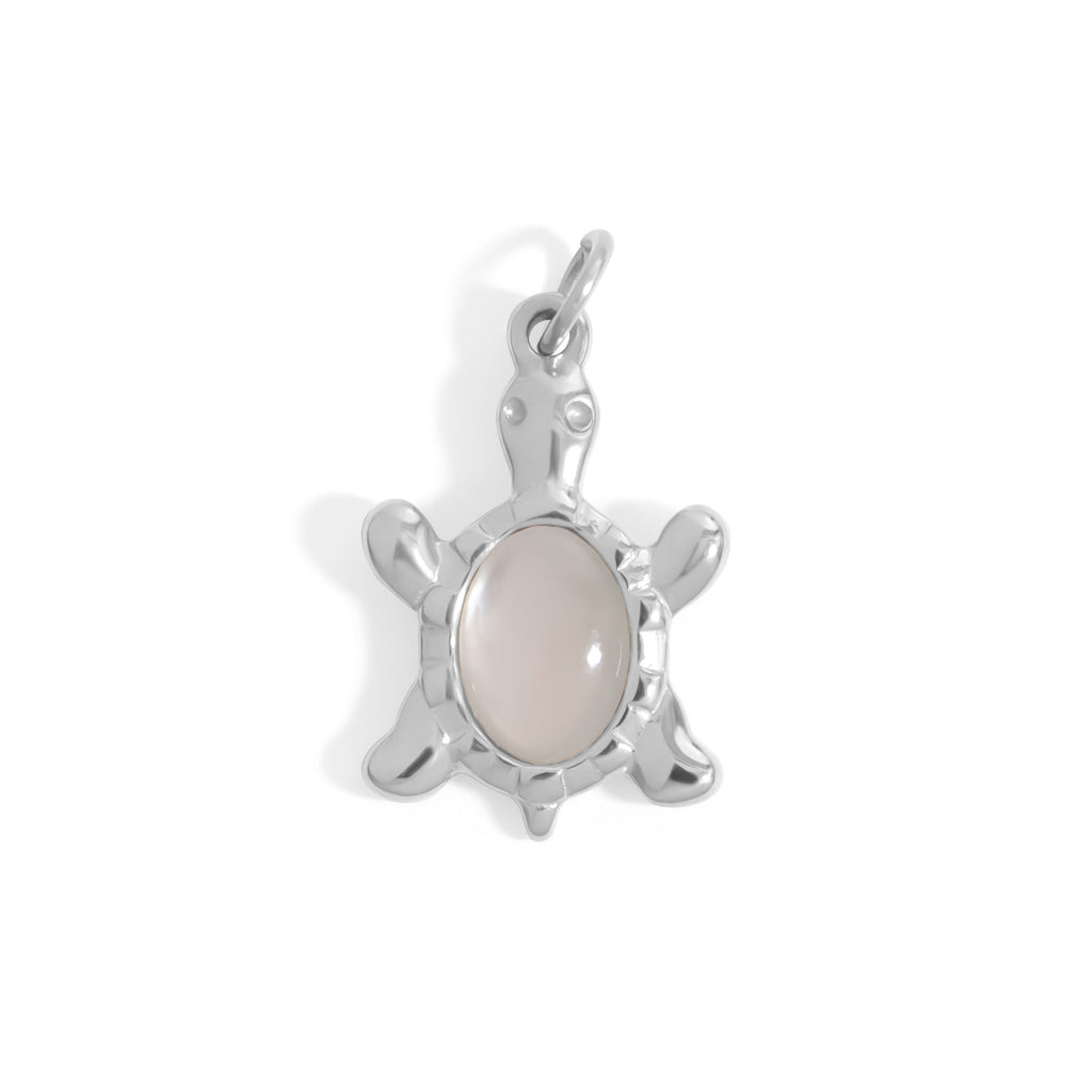Turtle Charm 18K Gold Stainless Steel – Mother of Pearl Coastal Pendant - charm | Sunflower Soul Boutique