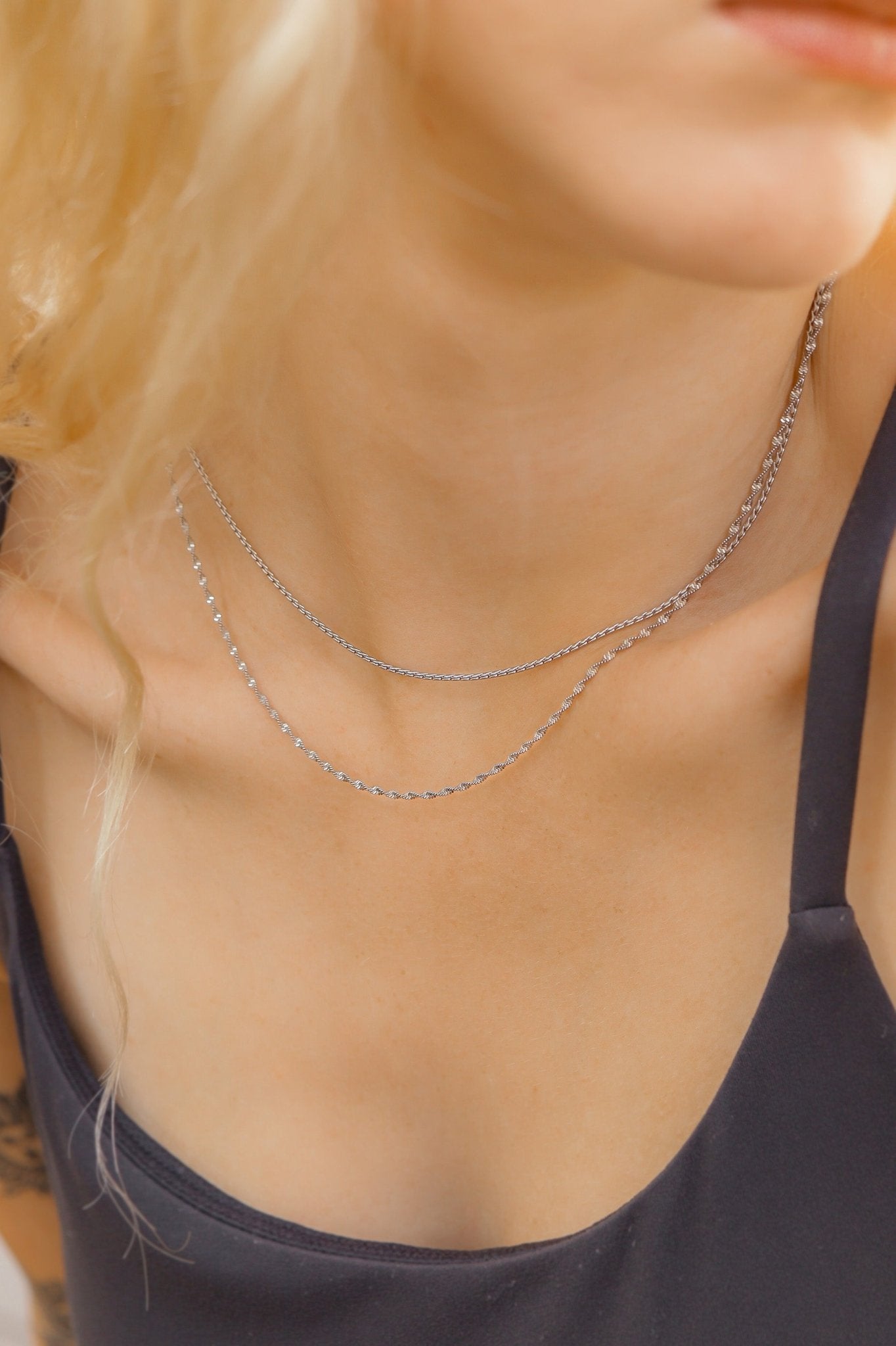 Twisted Link Chain Necklace - 1.5mm Stainless Steel Durable Metal Chain | Tarnish Resistant