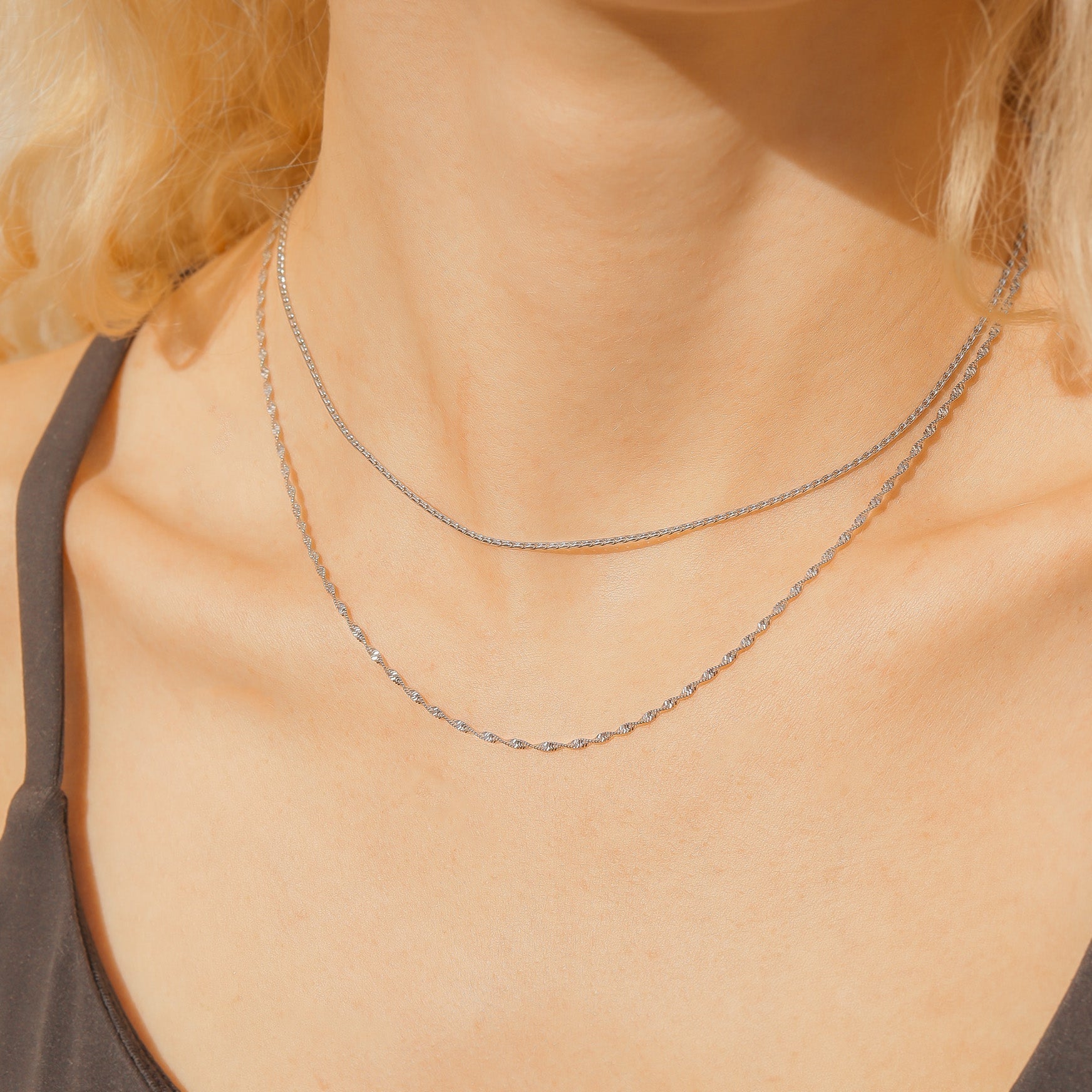 Twisted Link Chain Necklace - 1.5mm Stainless Steel Durable Metal Chain | Tarnish Resistant