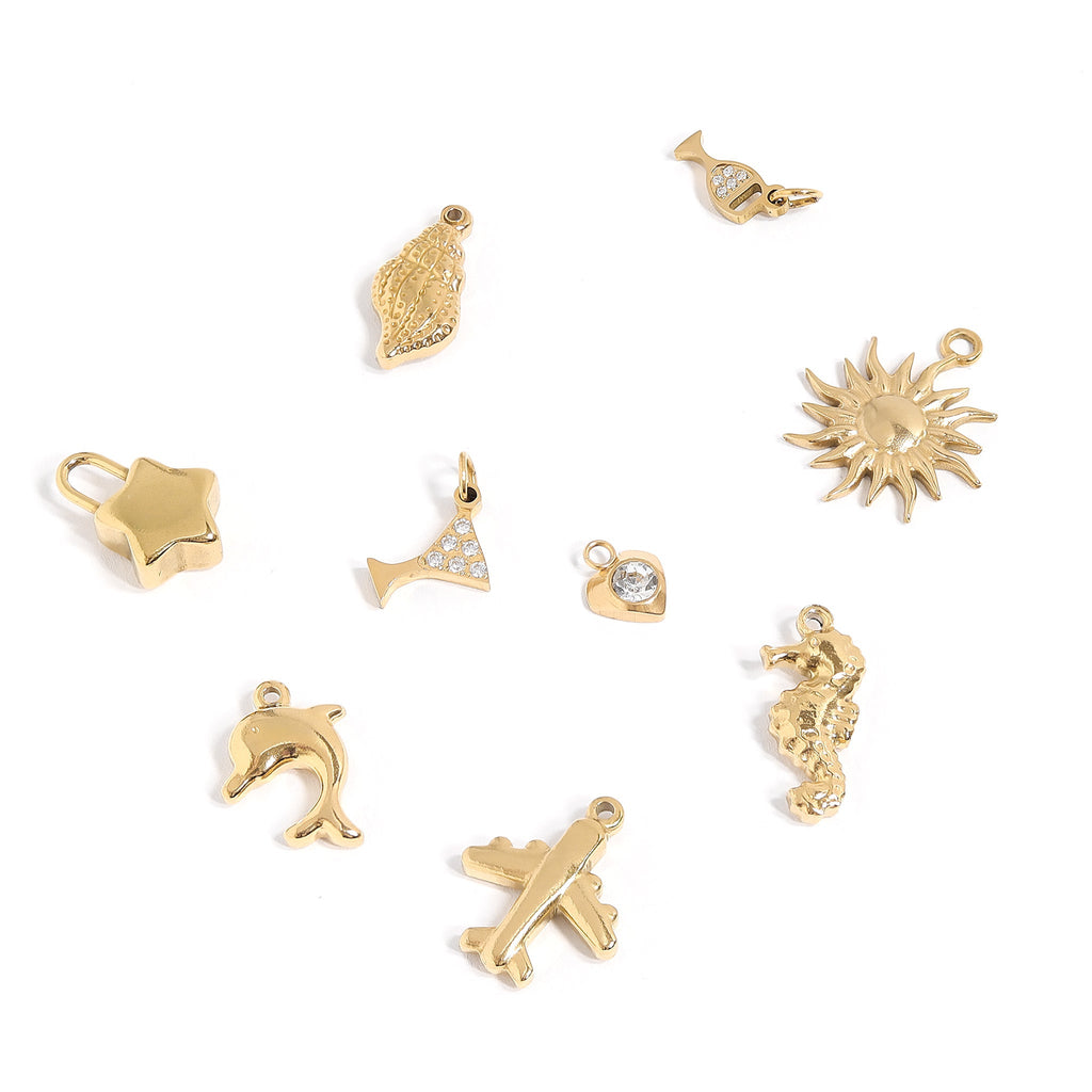 Gold Heart Charm – 18K Gold PVD Coated Stainless Steel Cubic Zirconia Jewelry