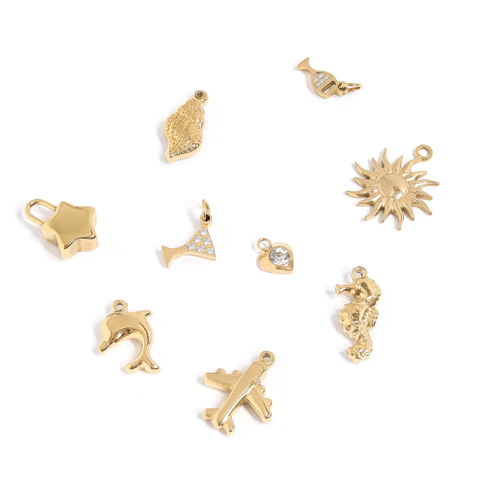 Gold Heart Charm – 18K Gold PVD Coated Stainless Steel Cubic Zirconia Jewelry