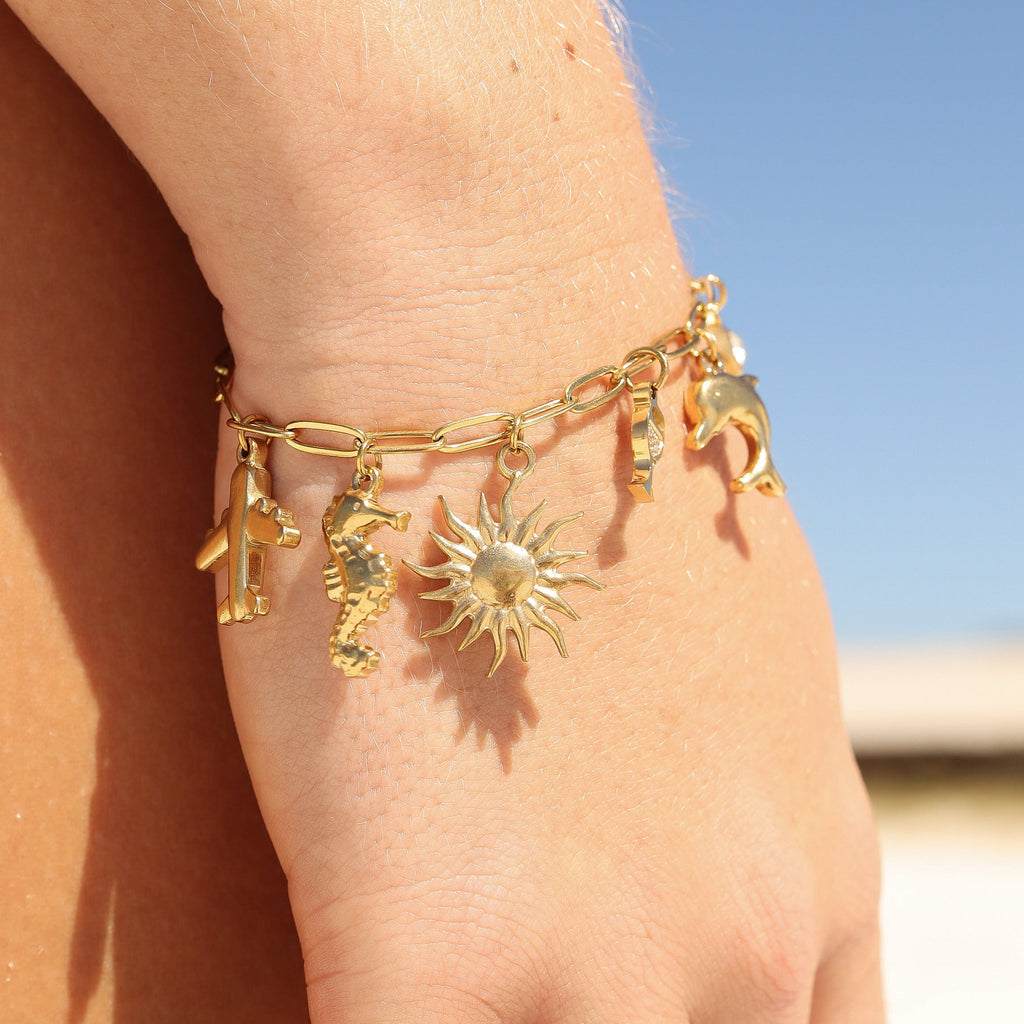 Vacation Charm Set – 18K Gold Plated Stainless Steel Holiday Themed Charms