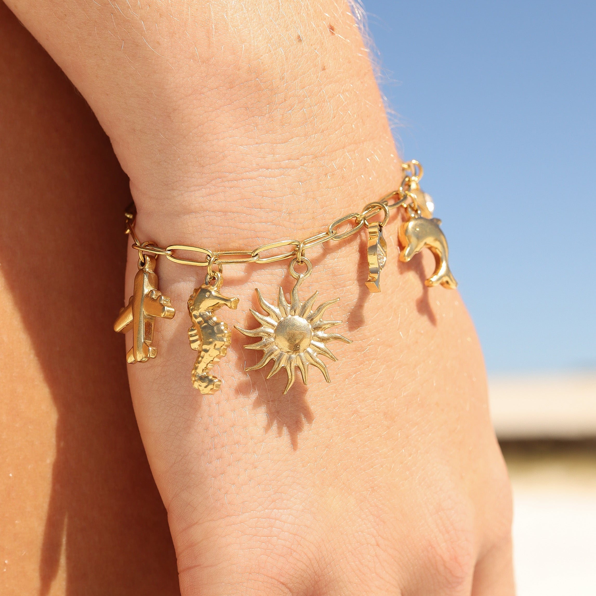 Vacation Charm Set – 18K Gold Plated Stainless Steel Holiday Themed Charms