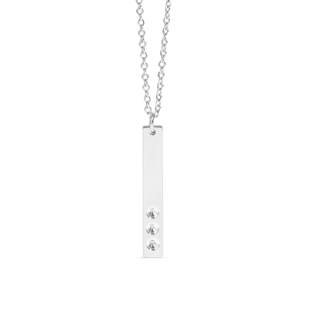Vertical Birthstone Necklace – Custom Stamped Stainless Steel Jewelry Bar Pendant