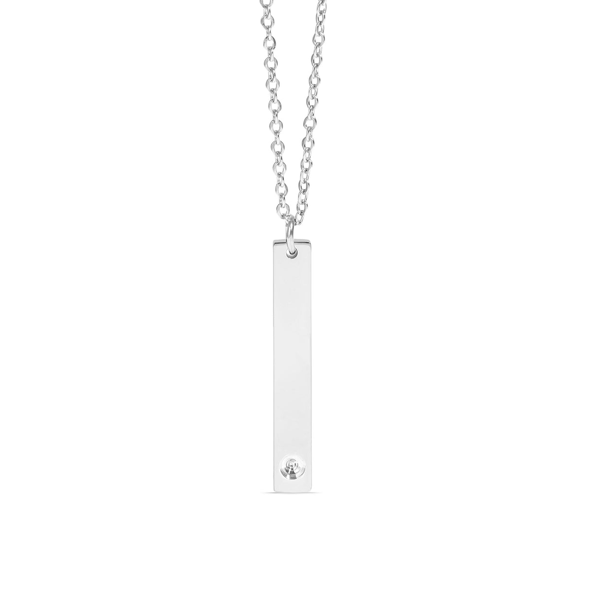 Vertical Birthstone Necklace – Custom Stamped Stainless Steel Jewelry Bar Pendant