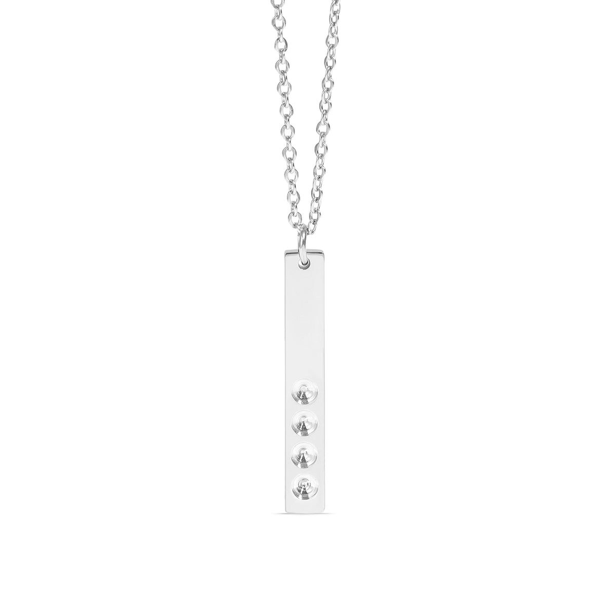 Vertical Birthstone Necklace – Custom Stamped Stainless Steel Jewelry Bar Pendant