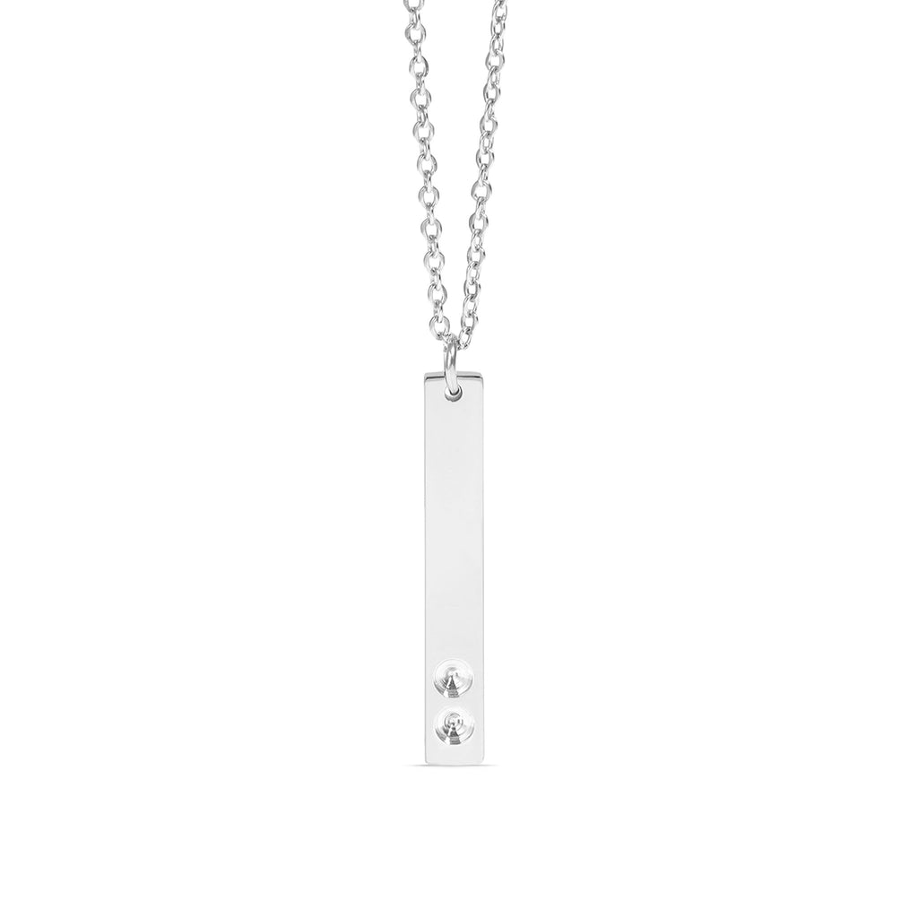 Vertical Birthstone Necklace – Custom Stamped Stainless Steel Jewelry Bar Pendant
