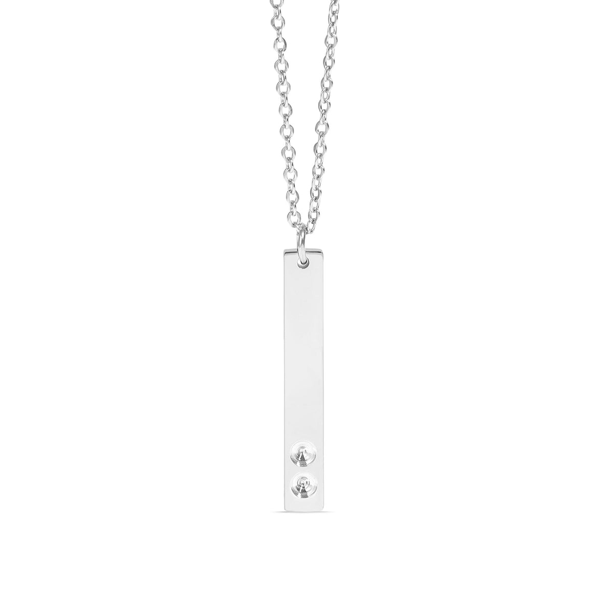Vertical Birthstone Necklace – Custom Stamped Stainless Steel Jewelry Bar Pendant