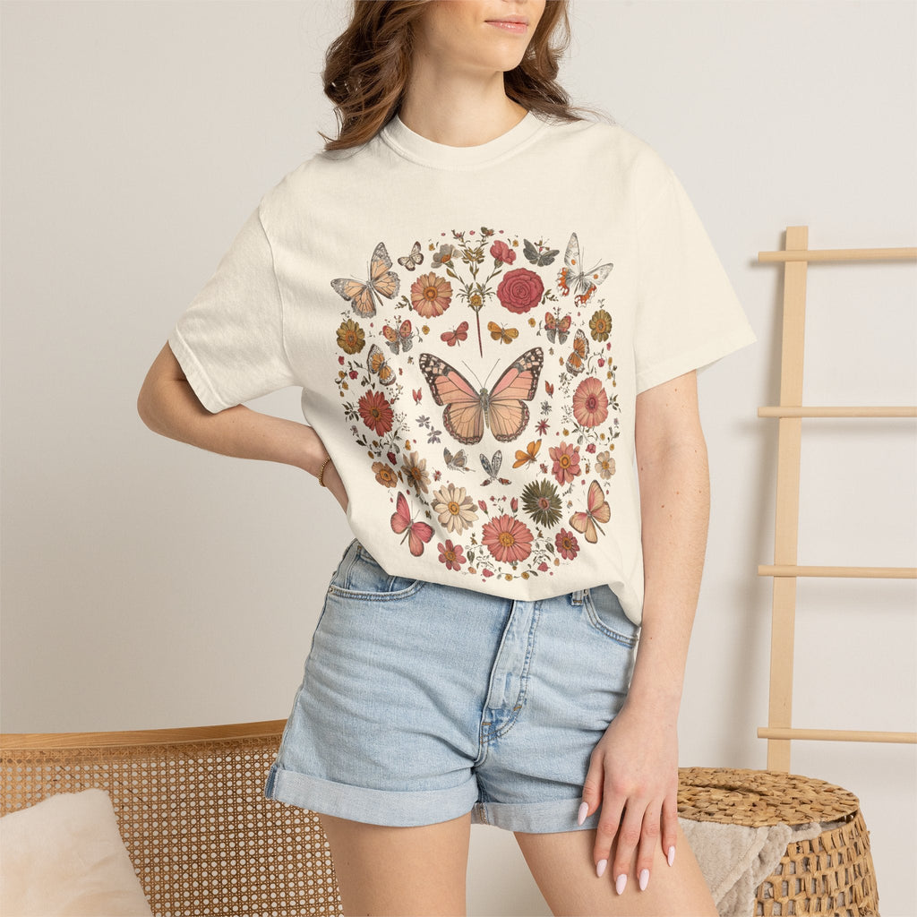 Vintage Butterfly Tee - Unisex Cotton T-Shirt | Soft Garment Dyed Shirt - T-Shirt | Sunflower Soul Boutique