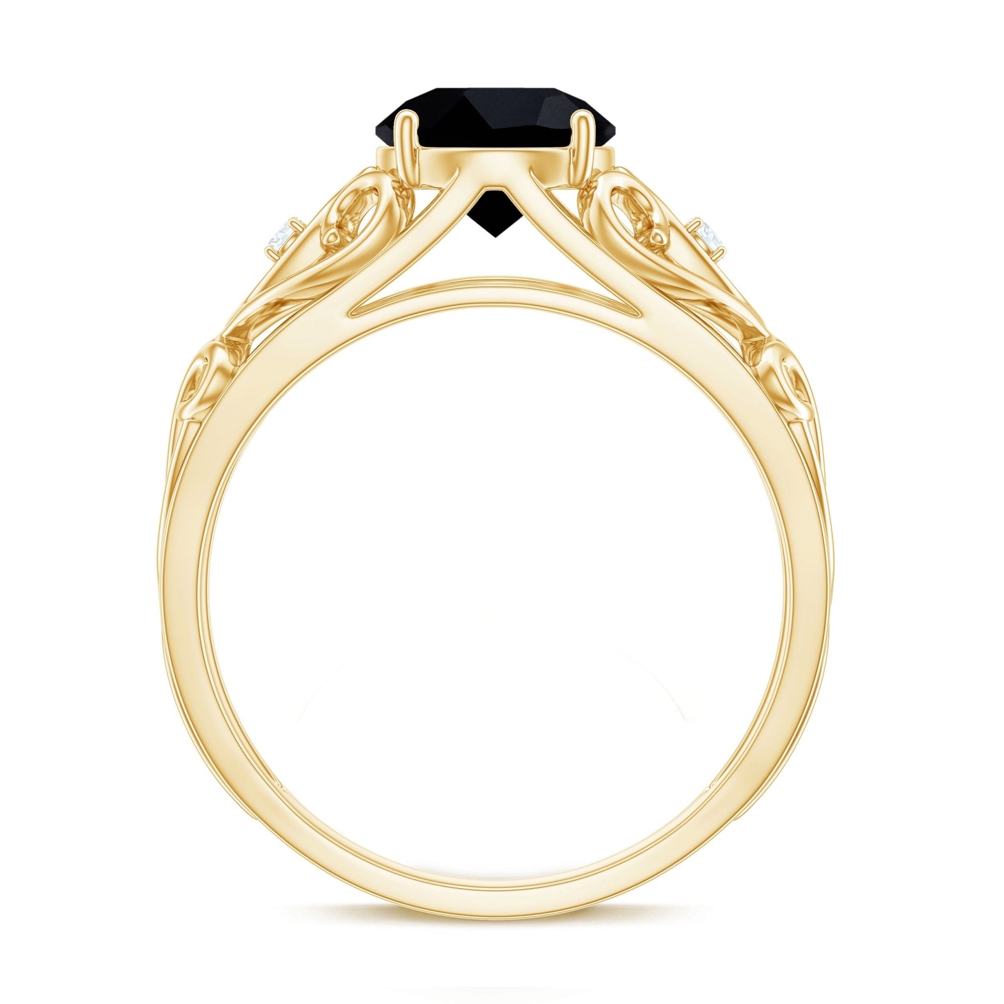 Vintage Inspired Black Onyx Filigree Engagement Ring
