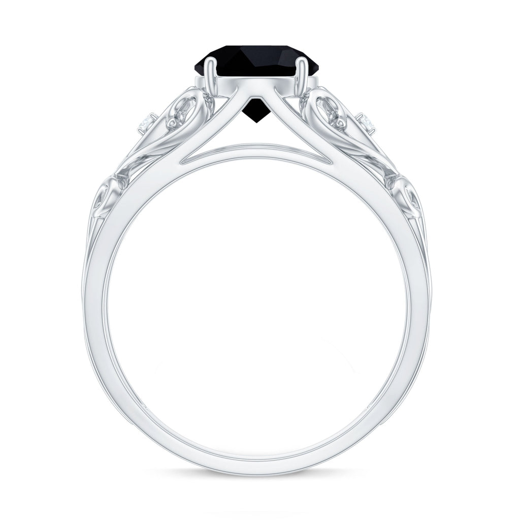 Vintage Inspired Black Onyx Filigree Engagement Ring