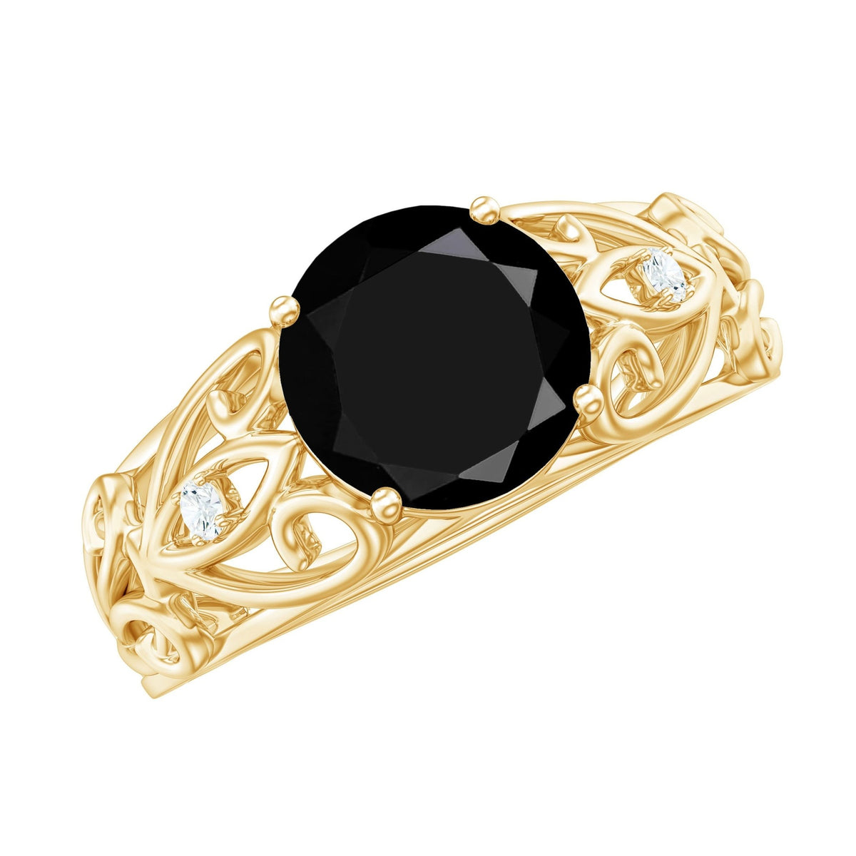 Vintage Inspired Black Onyx Filigree Engagement Ring