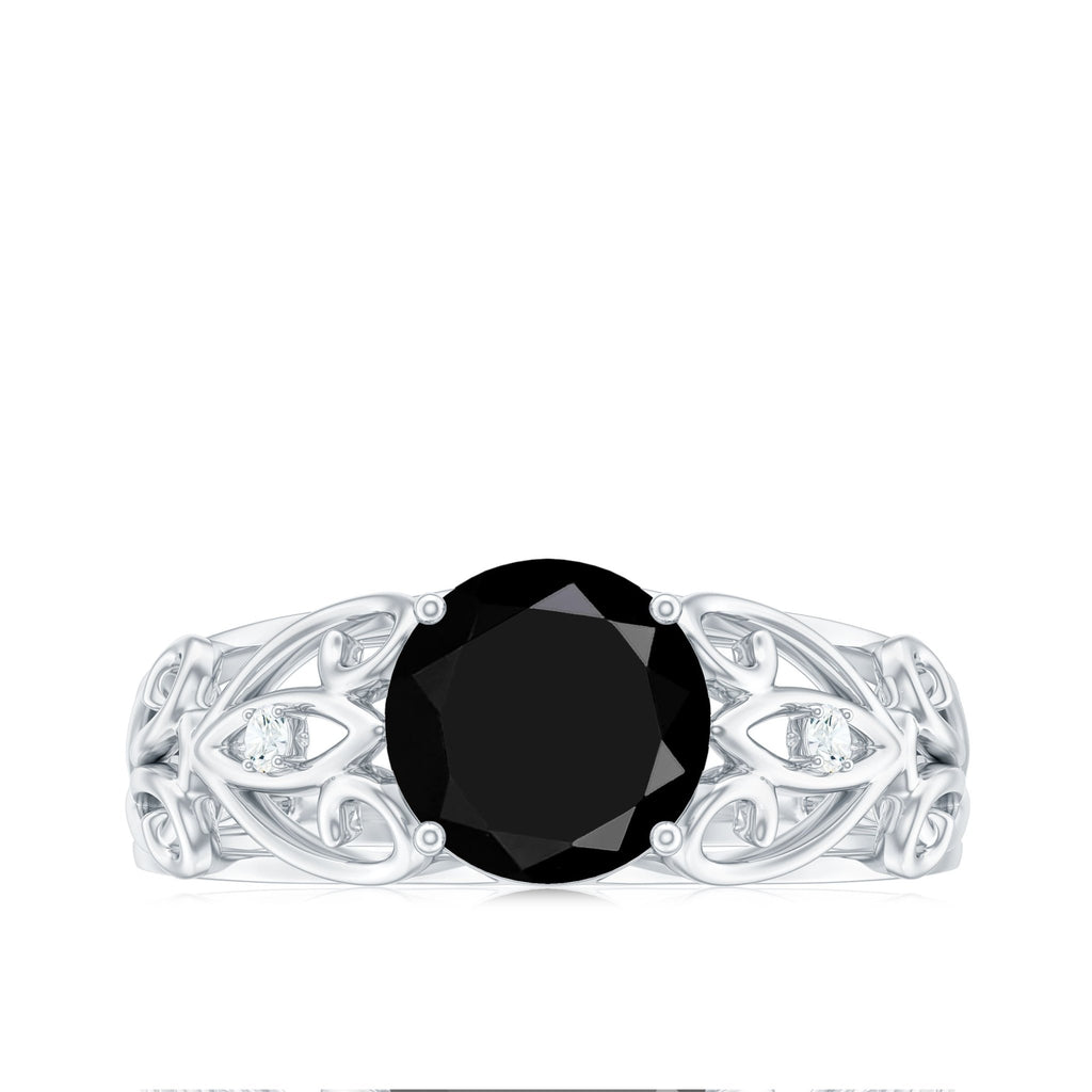 Vintage Inspired Black Onyx Filigree Engagement Ring