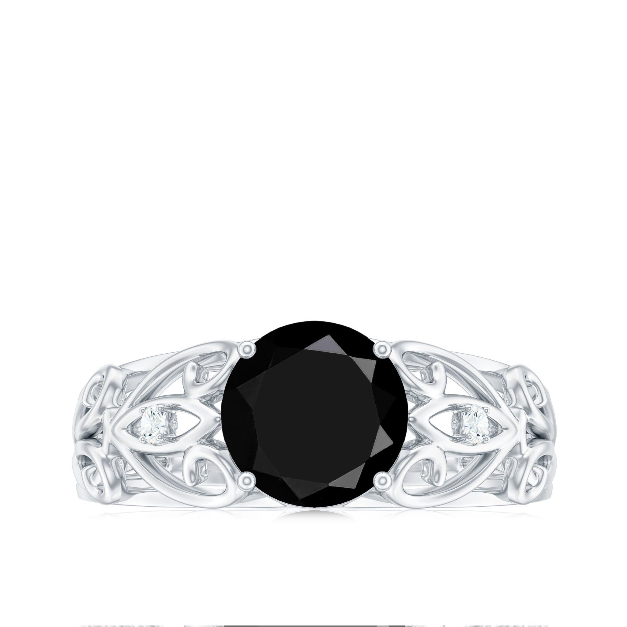 Vintage Inspired Black Onyx Filigree Engagement Ring