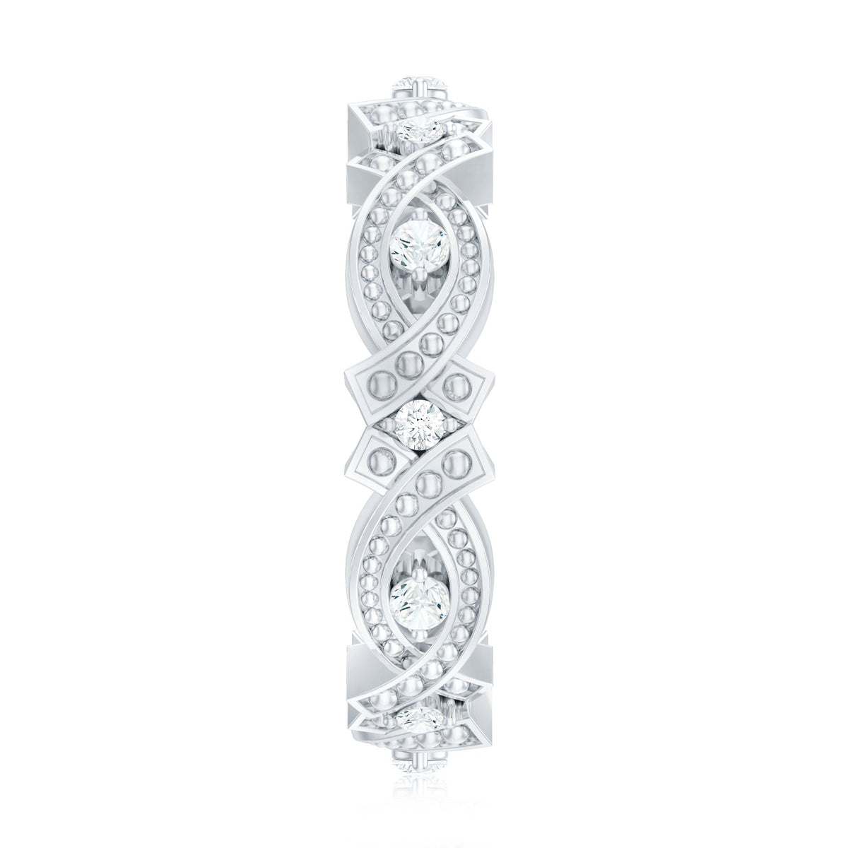 Vintage Inspired Moissanite Beaded Wedding Band