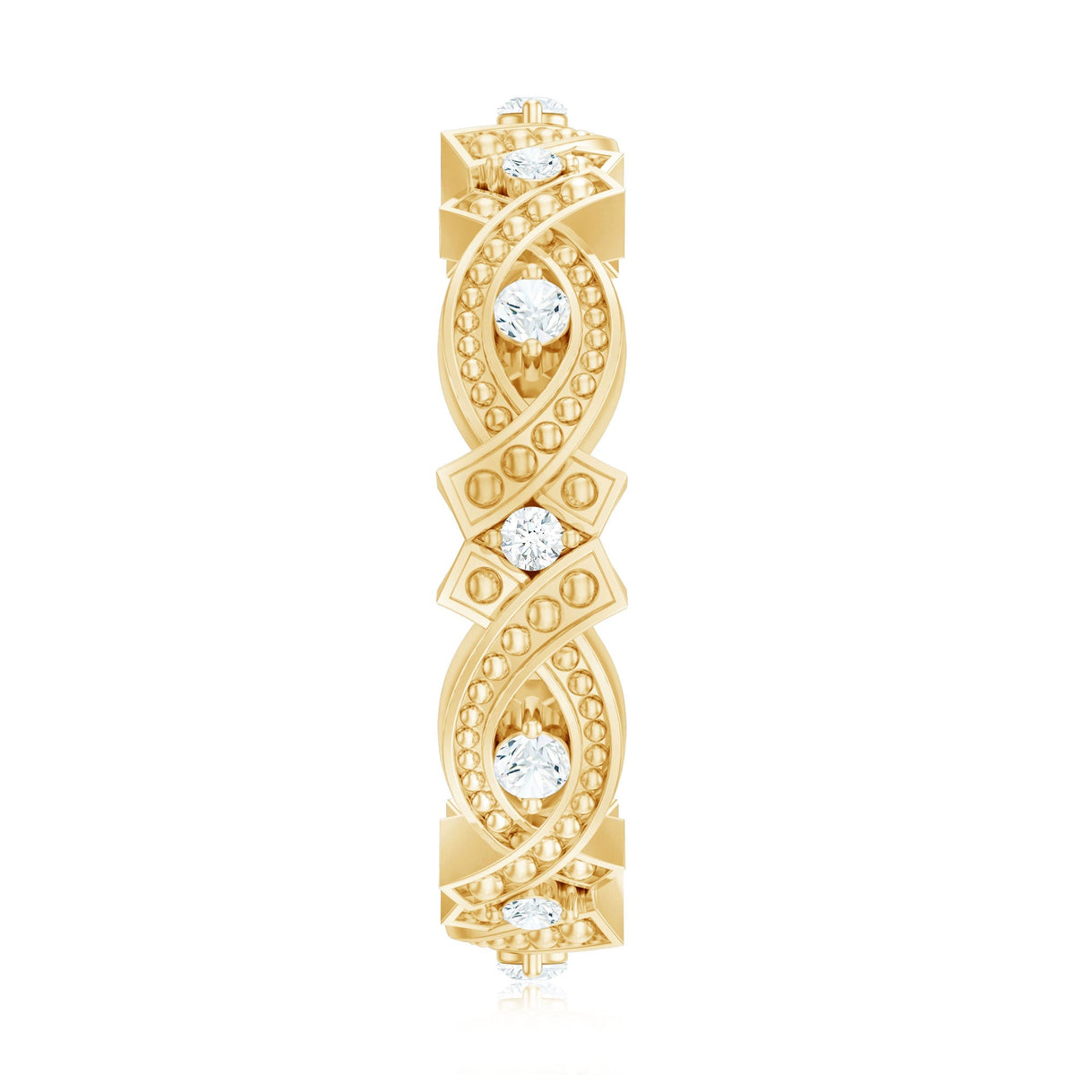Vintage Inspired Moissanite Beaded Wedding Band