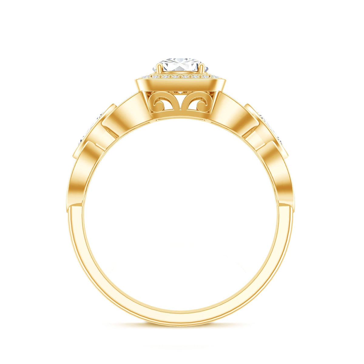Vintage Inspired Moissanite Halo Engagement Ring with Certificate